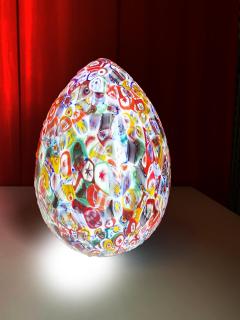  SimoEng Floral Multicolor Murano Style Glass Egg Small Table Lamp - 2830777