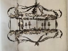  SimoEng Florentine Art Silver Argilla Metal Wrought Iron Chandelier Made in Italy - 2827718