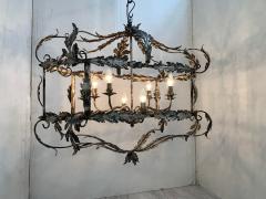  SimoEng Florentine Art Silver Argilla Metal Wrought Iron Chandelier Made in Italy - 2827720