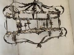  SimoEng Florentine Art Silver Argilla Metal Wrought Iron Chandelier Made in Italy - 2827722