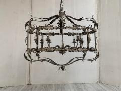  SimoEng Florentine Art Silver Argilla Metal Wrought Iron Chandelier Made in Italy - 2827725