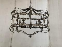  SimoEng Florentine Art Silver Argilla Metal Wrought Iron Chandelier Made in Italy - 2827726