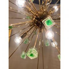  SimoEng Green Cubes Murano Glass Gold Sputnik Chandelier - 3530486