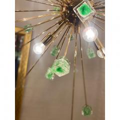  SimoEng Green Cubes Murano Glass Gold Sputnik Chandelier - 3530487