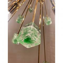  SimoEng Green Cubes Murano Glass Gold Sputnik Chandelier - 3530488