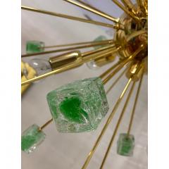  SimoEng Green Cubes Murano Glass Gold Sputnik Chandelier - 3530490