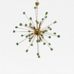  SimoEng Green Cubes Murano Glass Gold Sputnik Chandelier - 3532318