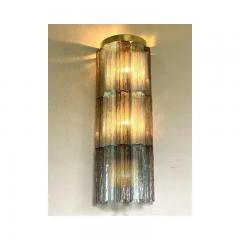  SimoEng Grey and Light Blue Murano Glass Tronchi Sconces by Simoeng Set of 2 - 4685793