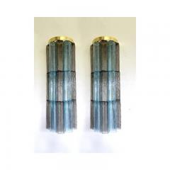  SimoEng Grey and Light Blue Murano Glass Tronchi Sconces by Simoeng Set of 2 - 4685799