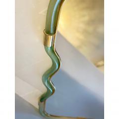  SimoEng Horizzontal Wave Mirror in Green and Gold Torchon Torciglione Murano - 4029999