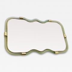  SimoEng Horizzontal Wave Mirror in Green and Gold Torchon Torciglione Murano - 4031124