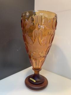  SimoEng Impressive and rare italian amber cristal handmade cut vase - 2762964