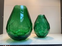  SimoEng Impressive and rare italian green cristal handmade cut vases - 2762954