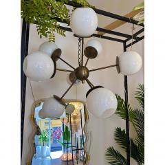  SimoEng Italian Burnished Sputnik Chandelier in Milky White Swirl Style Murano Glass - 4208936