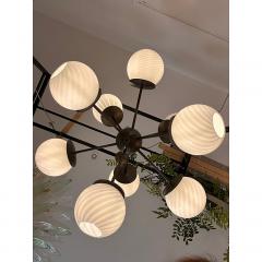  SimoEng Italian Burnished Sputnik Chandelier in Milky White Swirl Style Murano Glass - 4208937