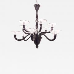  SimoEng Italian Contemporary Black Murano Style Glass Chandelier - 4031421