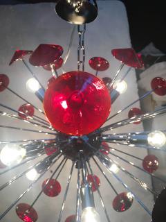  SimoEng Italian Handmade Murano Glass Red Sputnik Chandelier - 2825038
