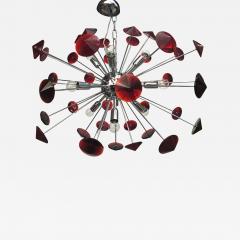  SimoEng Italian Handmade Murano Glass Red Sputnik Chandelier - 2828780