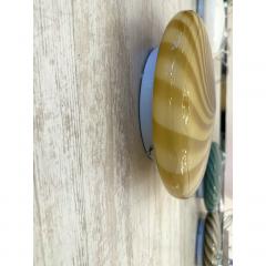  SimoEng Italian Milky White and Green Swirls Murano Glass Flush Mount or Wall Sconce - 4207483