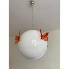  SimoEng Italian Murano Style Glass Opalino Pendant With Red Butterfly - 4030476