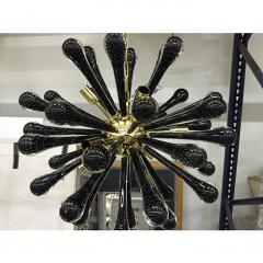  SimoEng Italian Murano Style Glass Sputnik Gold With Black Drops Chandelier - 4086844