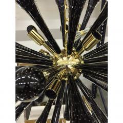  SimoEng Italian Murano Style Glass Sputnik Gold With Black Drops Chandelier - 4086848