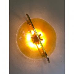  SimoEng Italian Wall Light in Amber Murano Glass Disc and Brass Metal Frame - 3607083