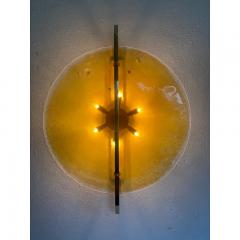  SimoEng Italian Wall Light in Amber Murano Glass Disc and Brass Metal Frame - 3607084
