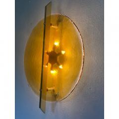  SimoEng Italian Wall Light in Amber Murano Glass Disc and Brass Metal Frame - 3607085
