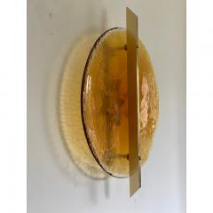  SimoEng Italian Wall Light in Amber Murano Glass Disc and Brass Metal Frame - 3607088