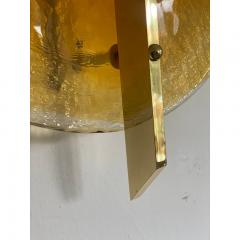 SimoEng Italian Wall Light in Amber Murano Glass Disc and Brass Metal Frame - 3607089