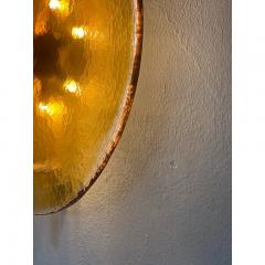  SimoEng Italian Wall Light in Amber Murano Glass Disc and Brass Metal Frame - 3607090
