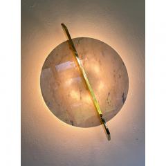  SimoEng Italian Wall Light in White Carrara Marble Disc and Brass Metal Frame by Simoeng - 3606901