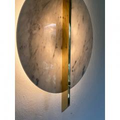  SimoEng Italian Wall Light in White Carrara Marble Disc and Brass Metal Frame by Simoeng - 3606905