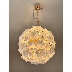  SimoEng Italian White Flowers Murano Style Glass Sputnik Chandelier - 4209410