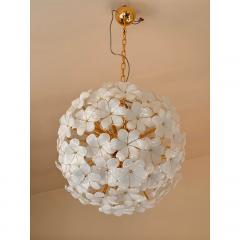  SimoEng Italian White Flowers Murano Style Glass Sputnik Chandelier - 4209414