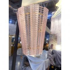  SimoEng Lantern in Pink Transparent and Sanded Murano Glass in Barovier E Toso Style - 3610032