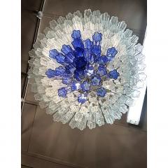  SimoEng Large Transparent and Blue Tronchi Murano Glass Chandelier in Venini Style - 4027541