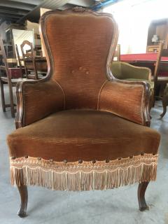  SimoEng Late 20th Century Walnut With Velvet Dralon Armchair - 2827438