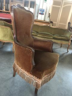  SimoEng Late 20th Century Walnut With Velvet Dralon Armchair - 2827440