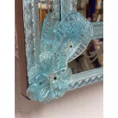  SimoEng Light Blue Floreal Hand Carving Mirror in Murano Glass Style - 3345734
