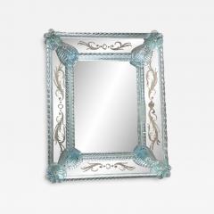  SimoEng Light Blue Floreal Hand Carving Mirror in Murano Glass Style - 3347886