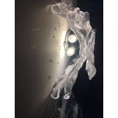  SimoEng Lot of 2 Transparent and White Fiamma Murano Glass Wall Sconces - 4209149