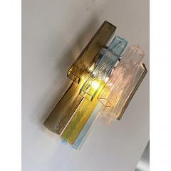  SimoEng Lot of 4 Multicolored Squared Murano Style Glass Wall Sconces - 4029379