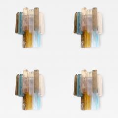  SimoEng Lot of 4 Multicolored Squared Murano Style Glass Wall Sconces - 4031114