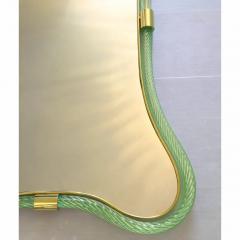  SimoEng Luxury Italian Green Wather and Gold Leaf Torchon Mirror Murano Glass - 4567260