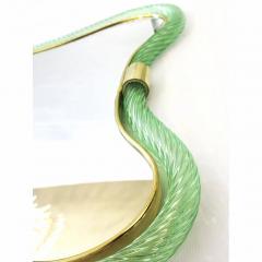  SimoEng Luxury Italian Green Wather and Gold Leaf Torchon Mirror Murano Glass - 4567261