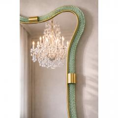  SimoEng Luxury Italian Green Wather and Gold Leaf Torchon Mirror Murano Glass - 4567264