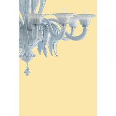 SimoEng MCM Venetian Azure Style Murano Glass Chandelier with Leaves by Simoeng - 4685741