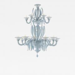  SimoEng MCM Venetian Azure Style Murano Glass Chandelier with Leaves by Simoeng - 4689319
